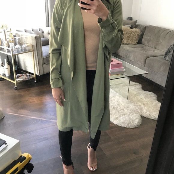 olive green duster jacket